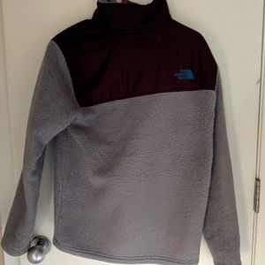 Gray North Face Fuzzy Pullover